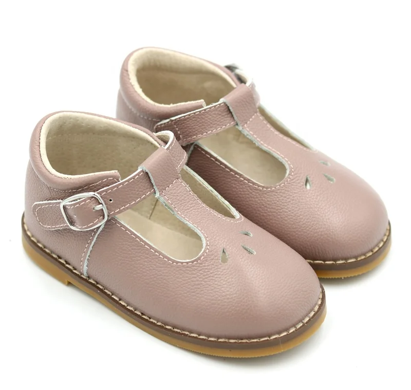 Floral Princess Hard Sole Genuine Leather Buckle Strap Kid