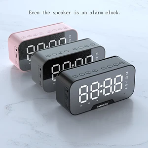 mirror surface display smart alarm clock bluetooth speaker with vibratory film loudspeaker portable mini audio player