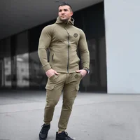 

Competitive price men fall two piece hoody sweat set wholesale green jogger sports track suit