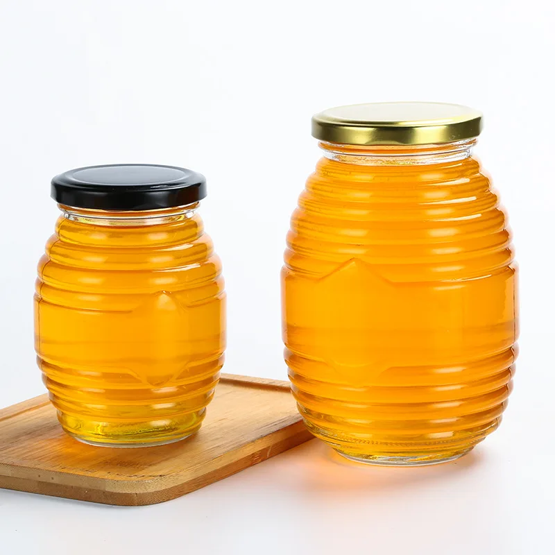 

Unique Design Bee Hive Honeycomb Shaped Glass Honey Jars for Wholesale, Transparent