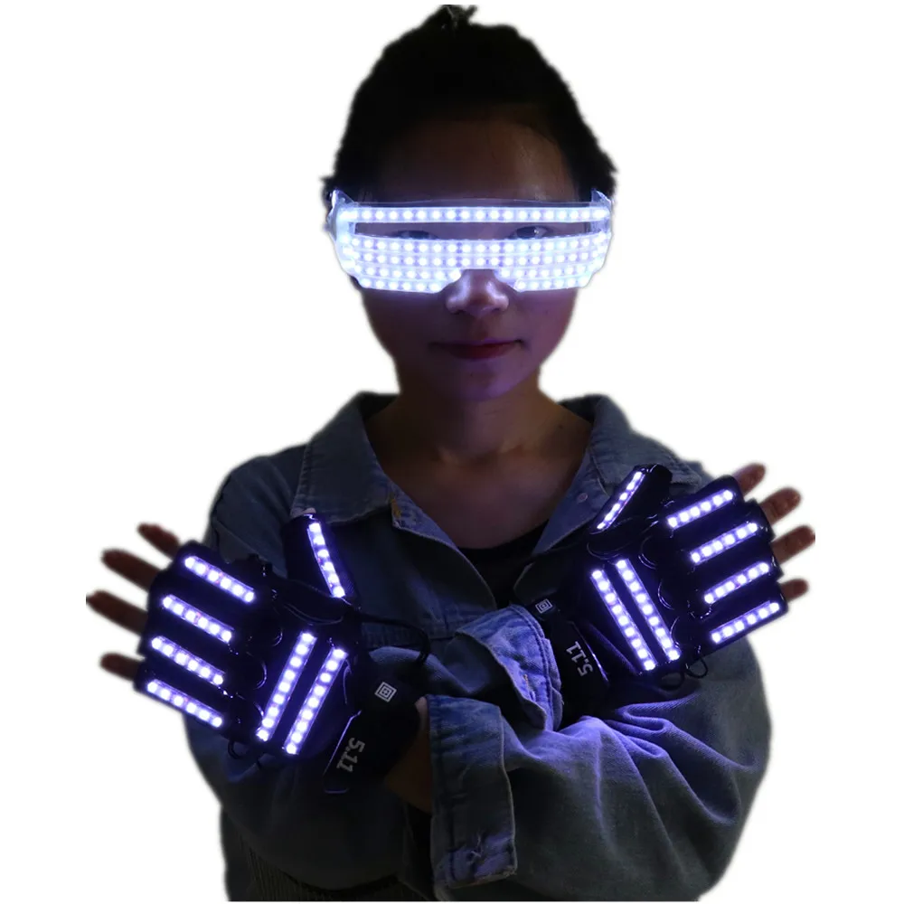 

Dancing Glasses Gloves Night Club Fashion LED Party Glasses Gloves Super Bright LED Sunglasses