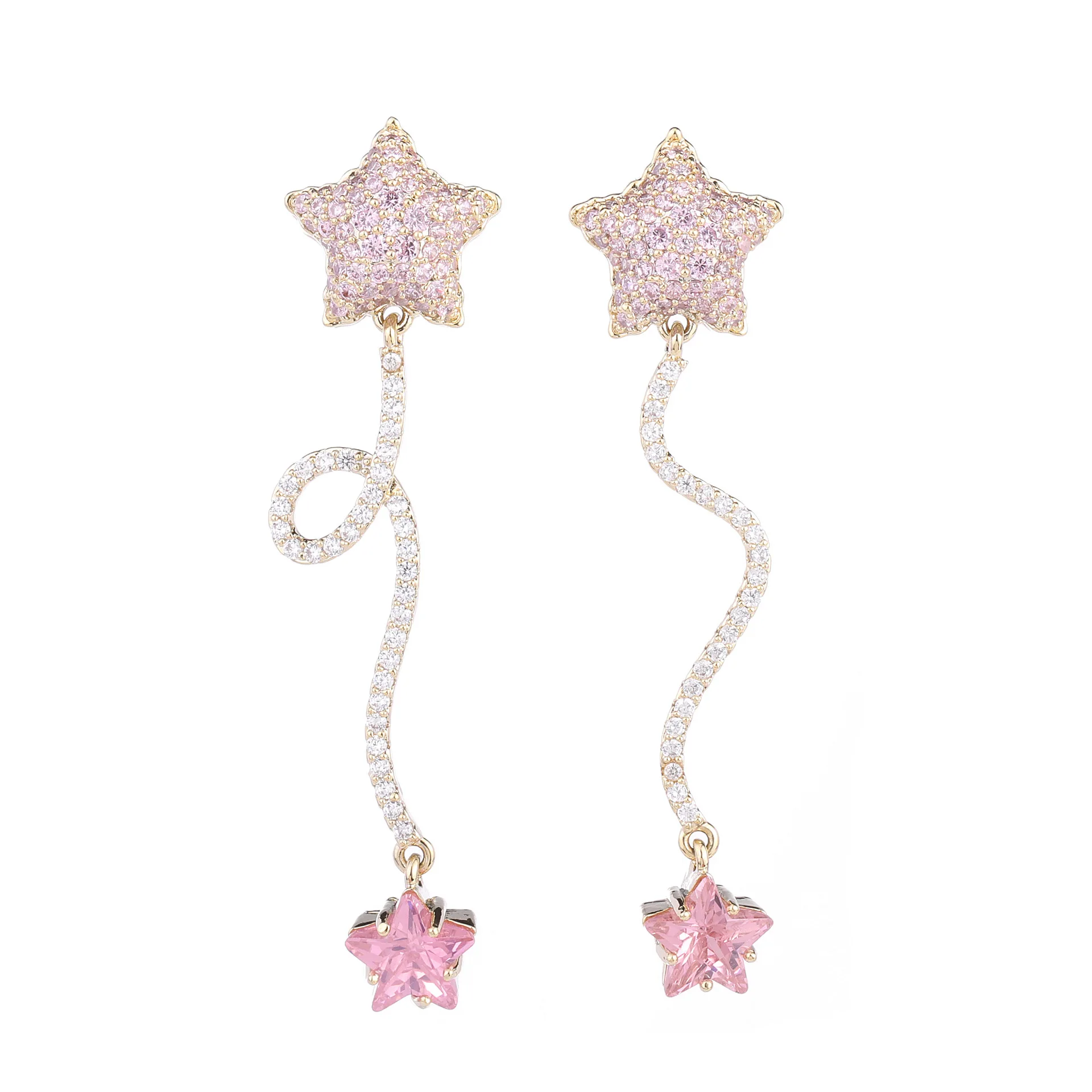 

Drop Shipping Luxury Star Drop Earrings for Women Girls Engagement S925 Silver Needle Colorful Zircon Crystal Fashion Jewelry