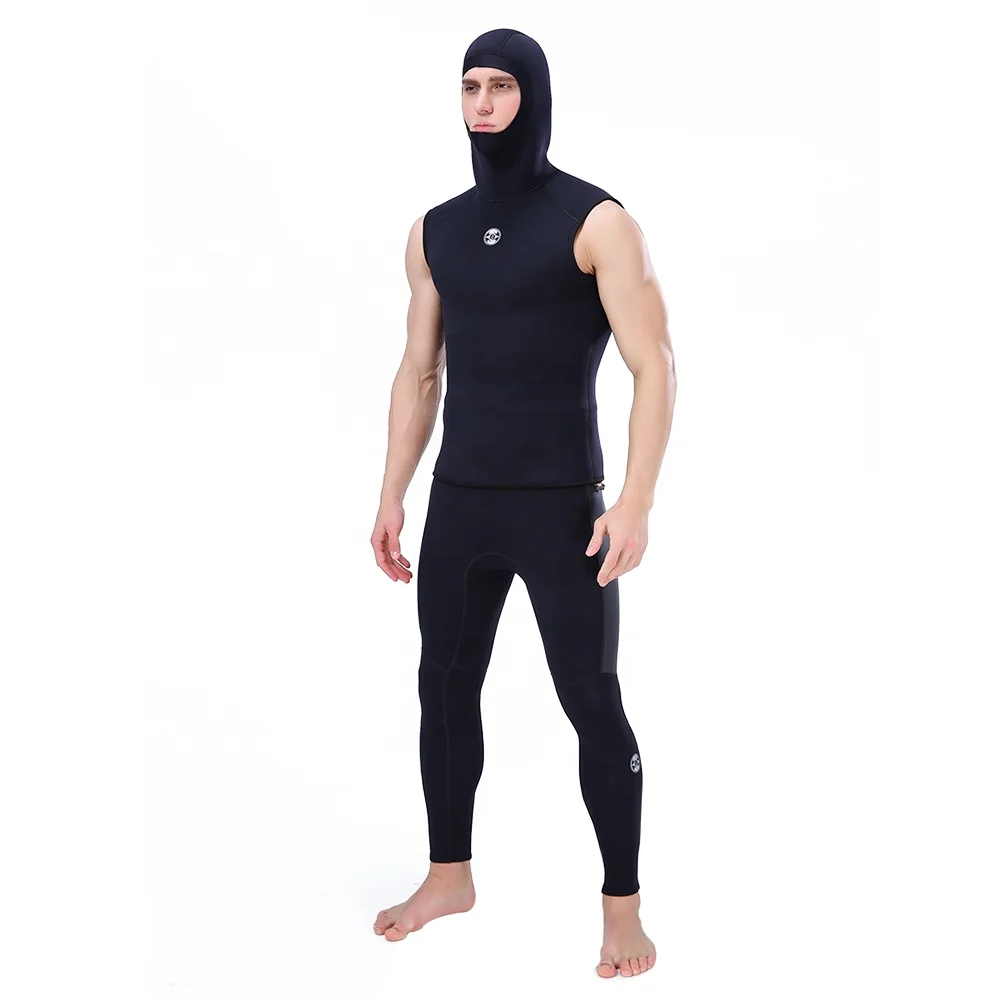 

3MM wetsuit neoprene surf swimming hooded diving vest, Black