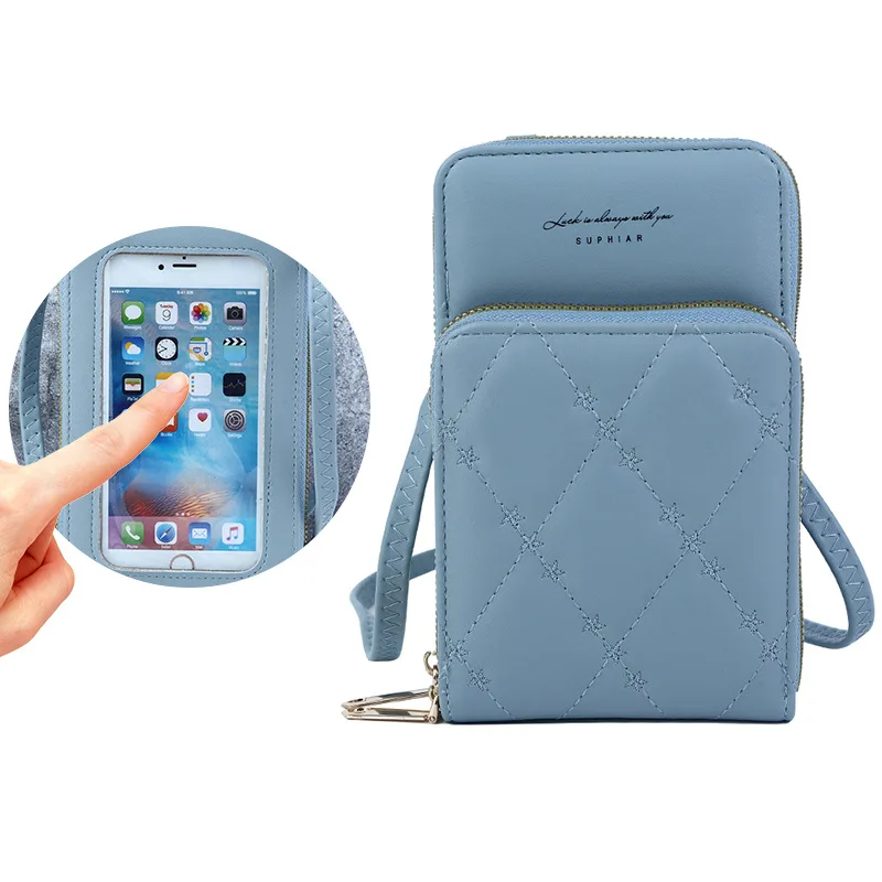 

New arrival small PU shoulder Bags with Credit Card Slots summer touch screen phone bags wallet mini women purses