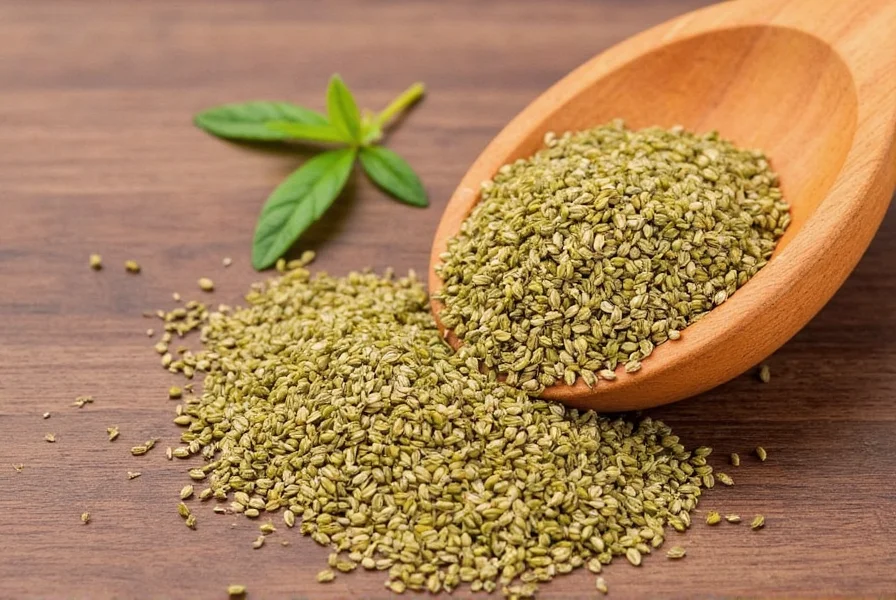 Side by side comparison of whole and ground coriander