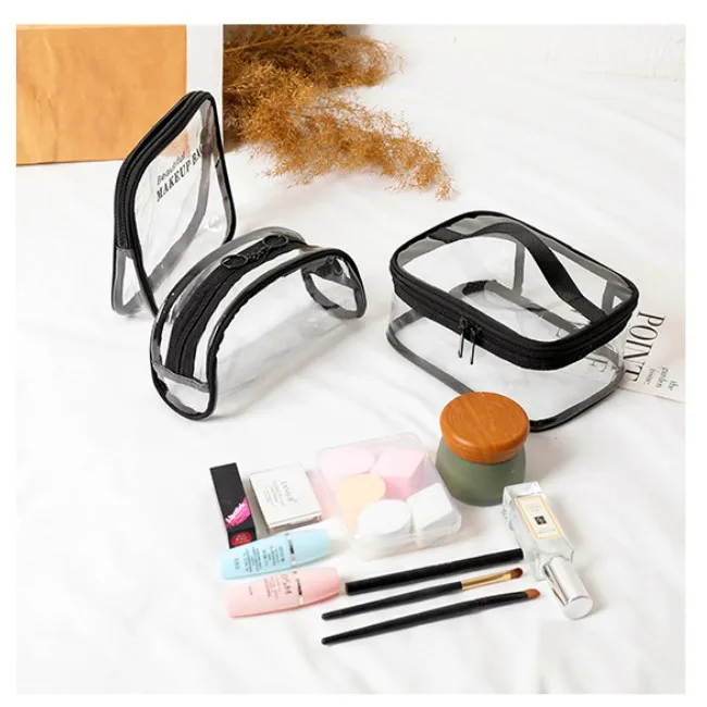 

large enough to hold toiletries and make-up for long or short trip makeup bag set cosmetic bag, Black white browm coffee