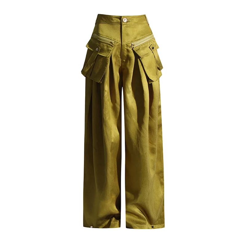

Bettergirl 2023 Female Autumn Fashion Trend New Niche Design Sense Patchwork Pocket High Waist Loose Slim Casual Pants