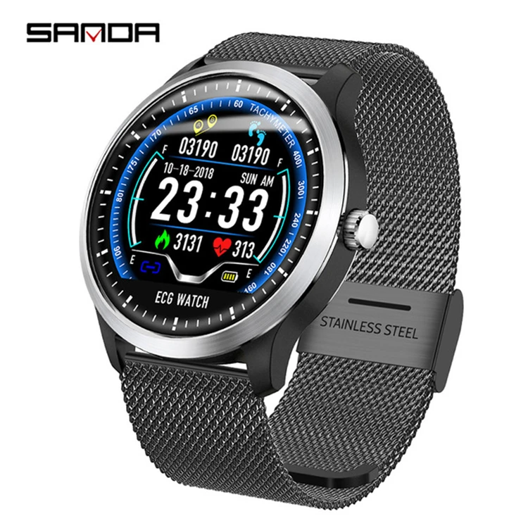 

SANDA N58 New Men ECG Smart Digital Wristwatches Female Smart Medication Reminder Heart Rate Watches Calorie Step Wristwatch