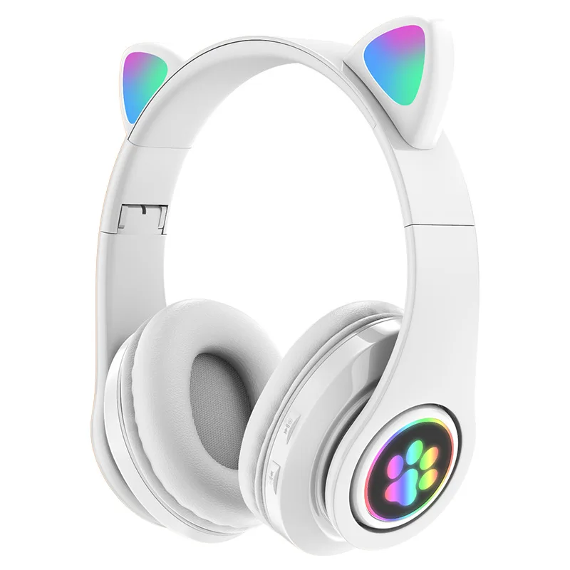 

Cute Design STN-28 Cat Ears Headphones Wireless BT 5.0 With Mic Tf Card Colorful Fashion Headset