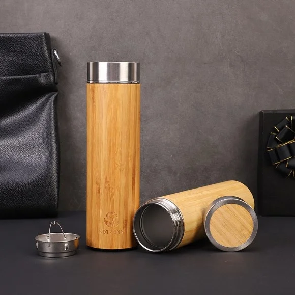 

Insulated Stainless Steel Travel Coffee Mugs 30oz Double Wall Stainless Steel Travel Mug, Natural bamboo color
