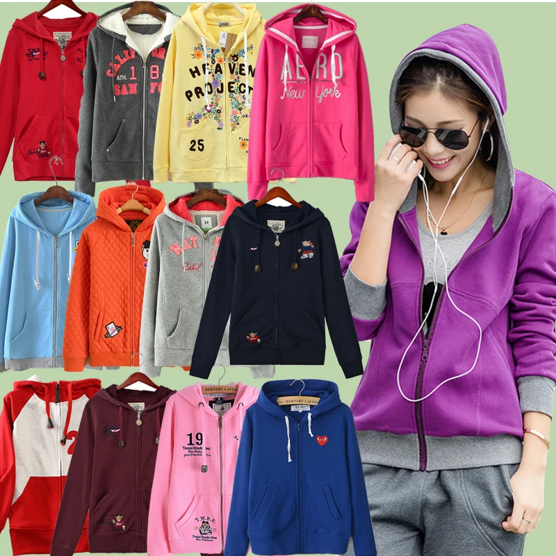

Mix style mix color fashion women zipper hoodie stock for wholesale