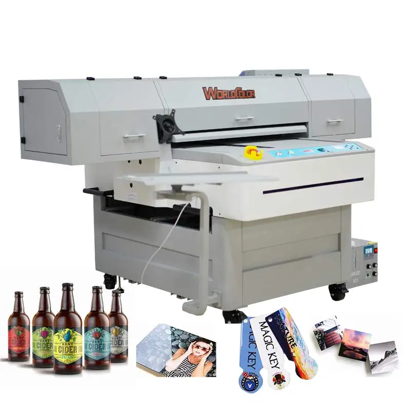 

Worldcolor 2023 multi-functional uv 9060 flatbed printer uv dtf printer machine for bottle glass cups pens uv printing