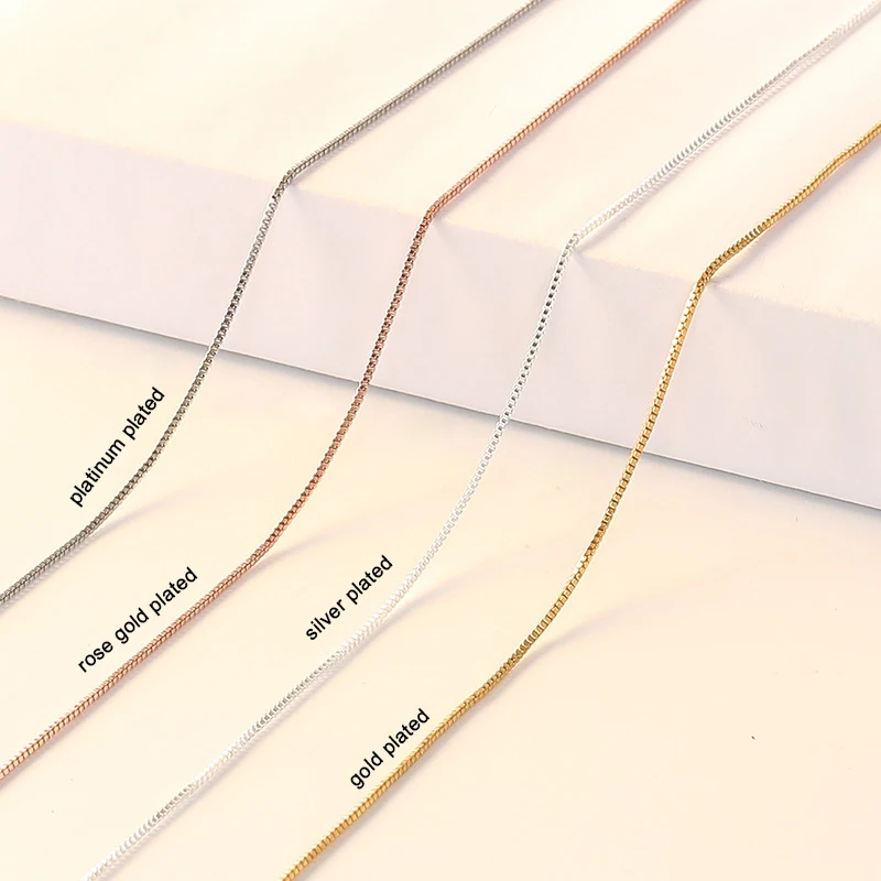 

Factory Directly 16" 18" White Gold Plated minimalist Classic Brass Snake Chain Box Chain Chain Necklace
