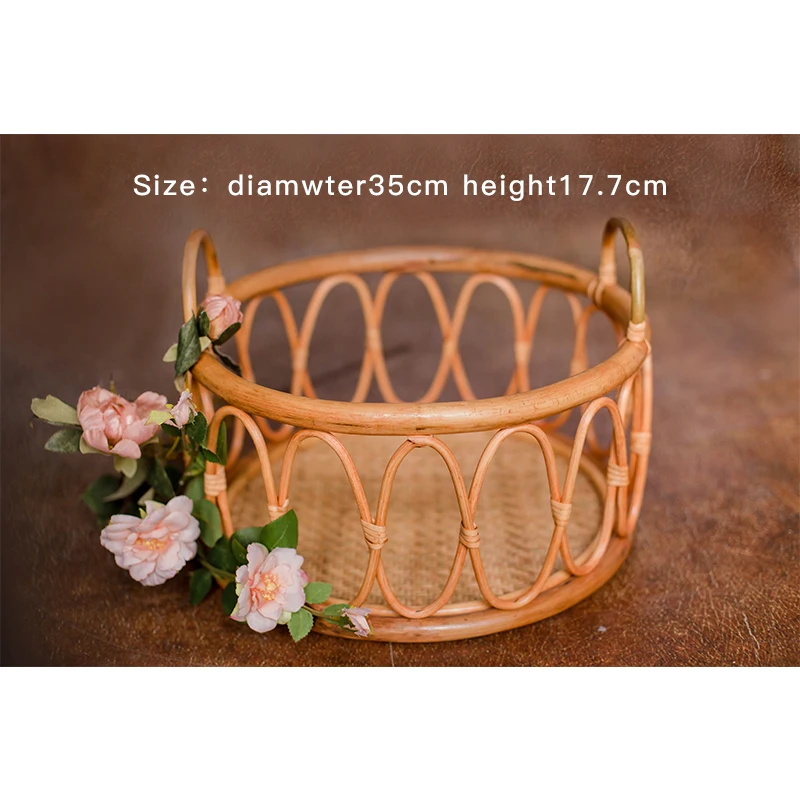 
Vintage newborn photo basket Rattan Children Baby newborn photography props bed 