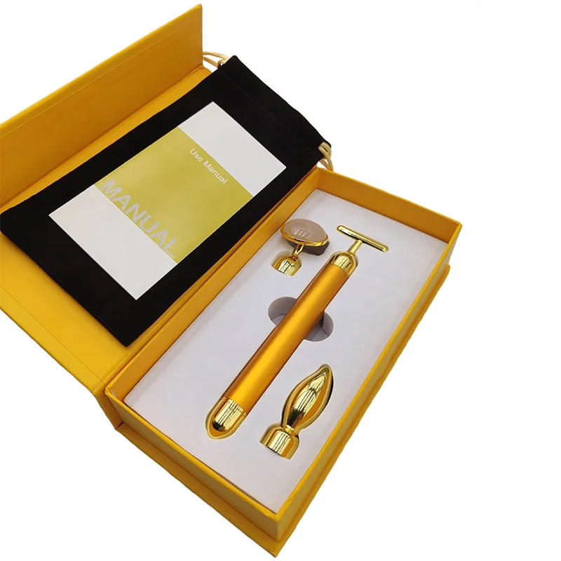 

2021 Hot Selling Electric Facial Massager 3 In 1 Vibrating Rose Quartz Roller T Shape Beauty Bar, Gold, rose gold, black, silver