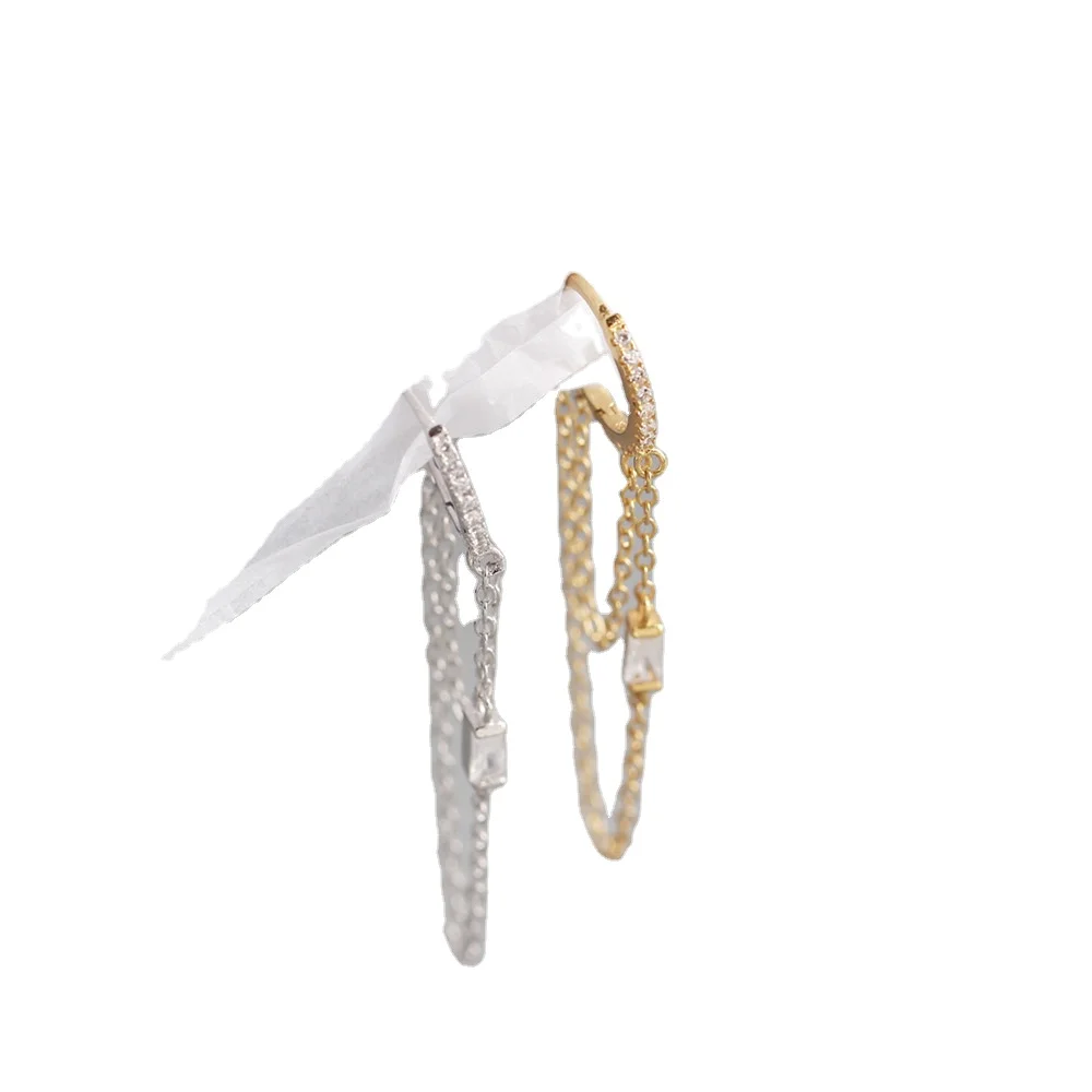 

Light luxury S925 Sterling silver INS chain tassel design earrings, As picture