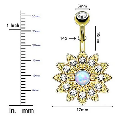 

Surgical Steel Micro Zircon Flower Navel Ring Sexy Piercing Body Jewelry Sunflower Belly Button Ring For Women