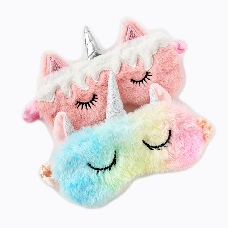New fantasy pink colorful unicorn eye mask sleep reusable cute show MOE plush eye mask for eye