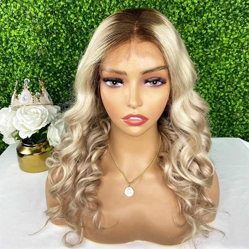 

150%Density HD Lace Frontal Wig Body Wave Blonde Ombre Color Wigs For Black Woman Brazilian Virgin 100% Human Hair Full Lace Wig