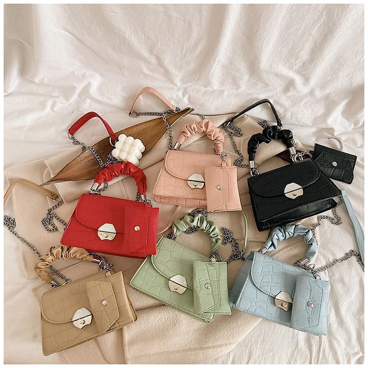 

Alligator print PU leather new hand-held small square bag chain women bag shoulder cross-body bag small purse, Colorful