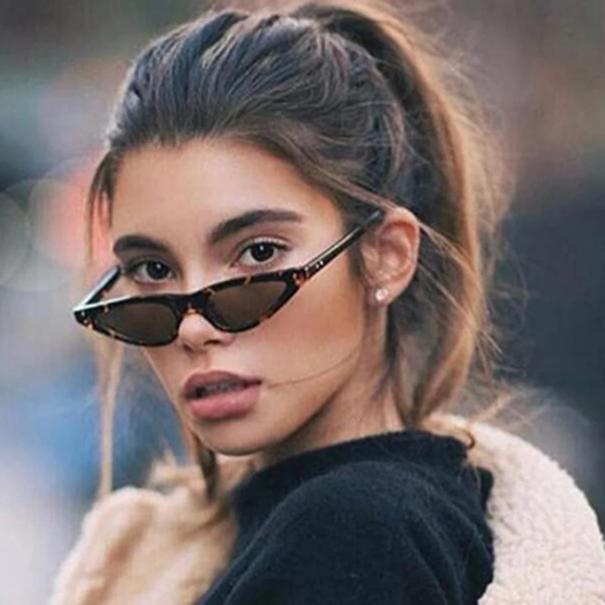 

RENNES [RTS] Trendy Women's The Novelty Cat's-Eye Sunglasses Promotion Lightweight PC Frame Visor Sunglasses Wholesale