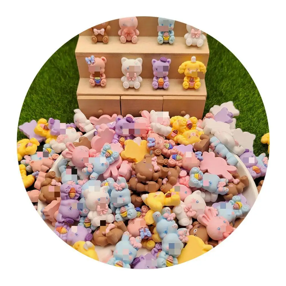 

New Lovely Resin Cartoon Animals Flatback Cabochons Kawaii Rabbit Bear Cat Dog Crafts Slime Beads For DIY Scrapbooking Crafts