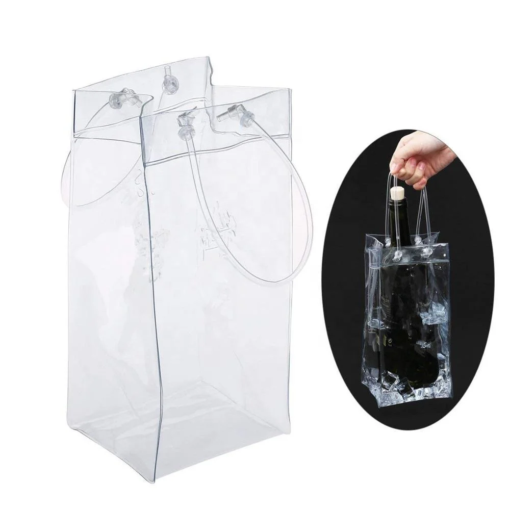 

Pinghu Sinotex Clear Transparent custom wine PVC tote Bags