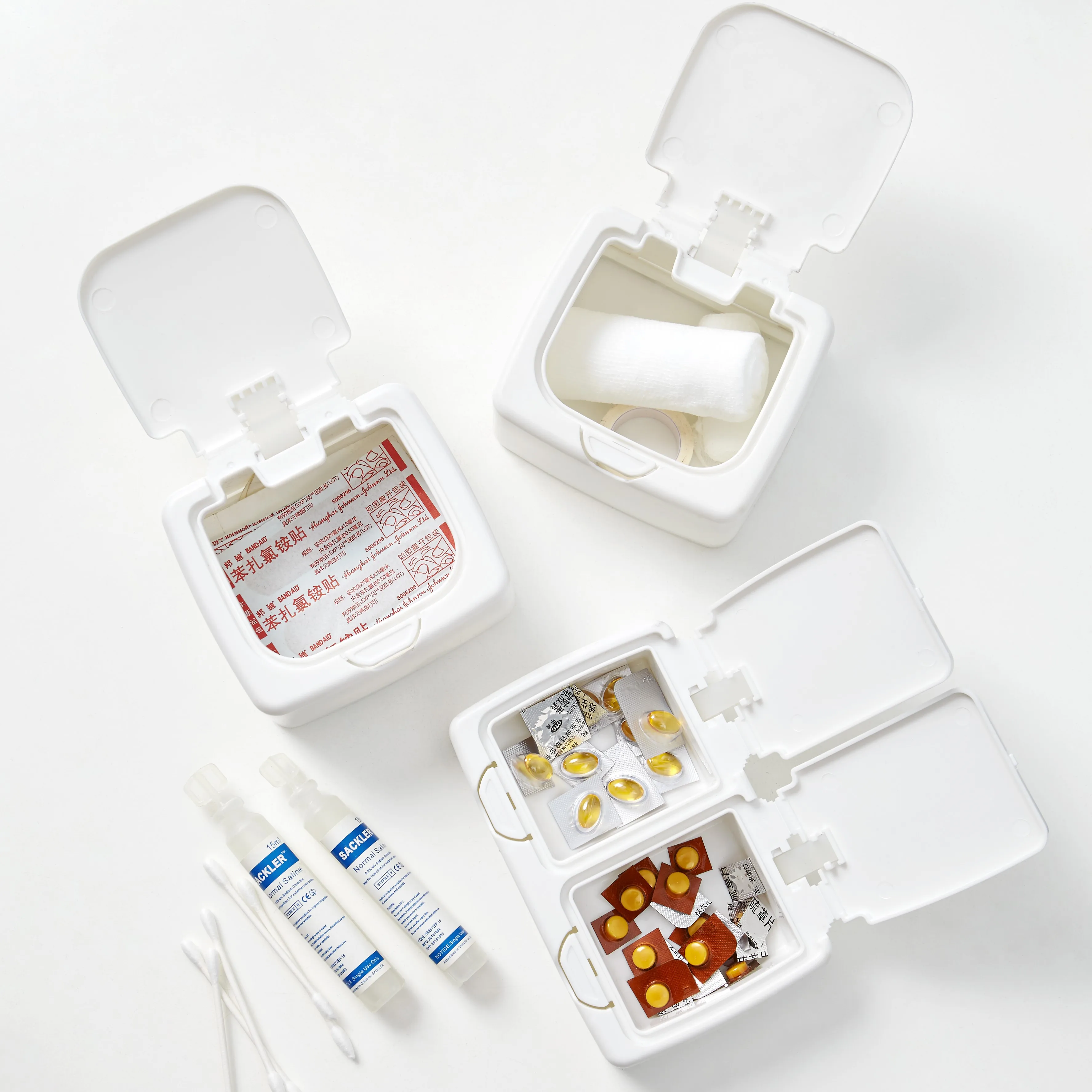 

Mini white square easy take travel portable medicine mini small packed separately storage box