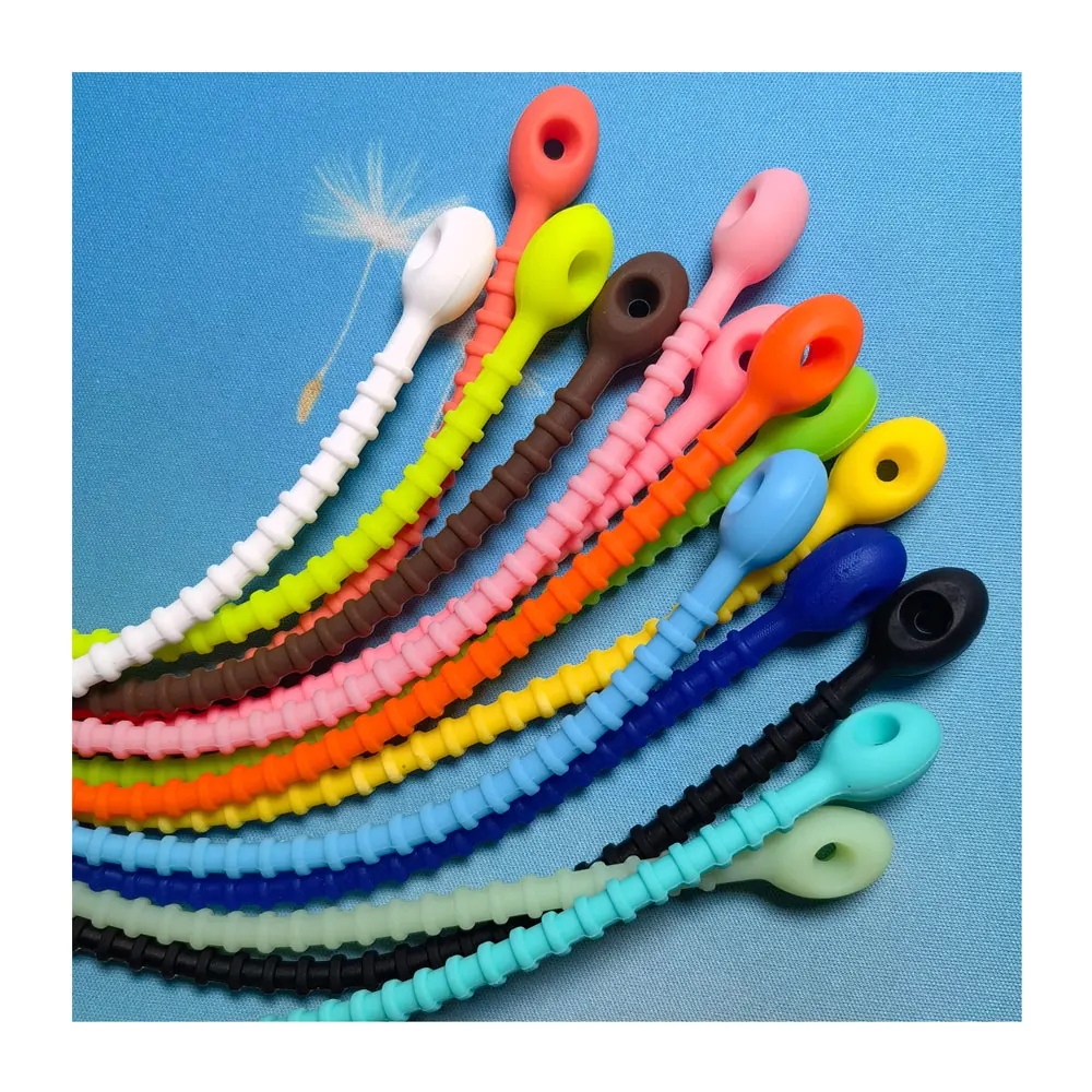 

100Pc Assorted Colors Silicone Cable Ties Smart Ties Cord Wrap Organizer Rubber Twist Ties Earphone Headset Headphone Cable Wire