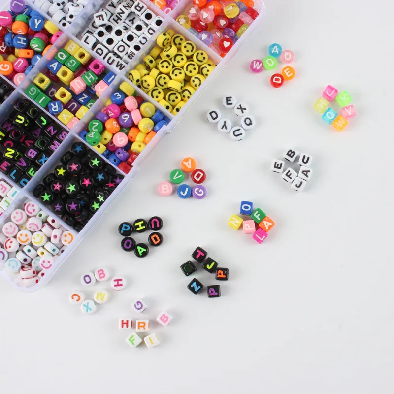 

15 grid mixed letter beads box alphabet bead for jewelry making, Multi