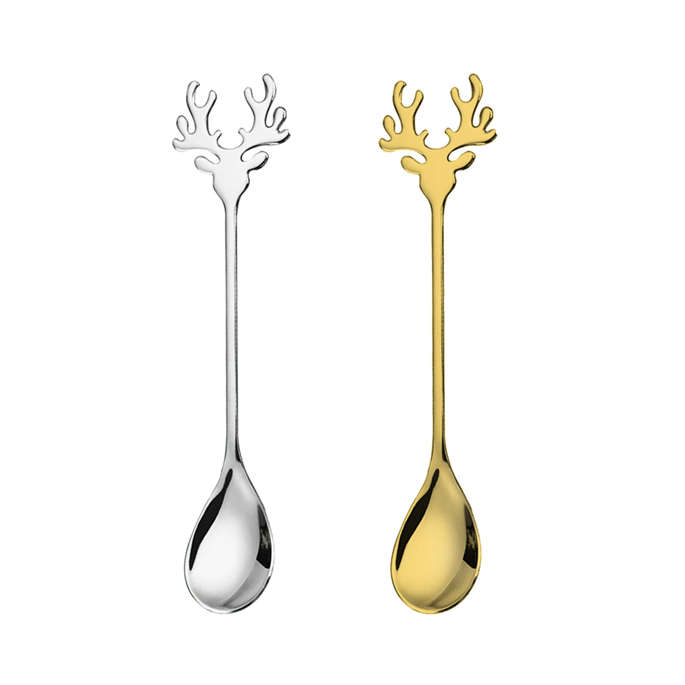 

Christmas ELK shape spoon gold teaspoon 304 food grade stirring spoon David's deer coffee spoon