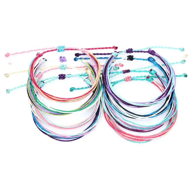 

9in1 South America Waterproof Adjustable Multi-layer Women Multi-Color Boho Handmade Jewelry Hand-woven Wax String Bracelets, 13colors