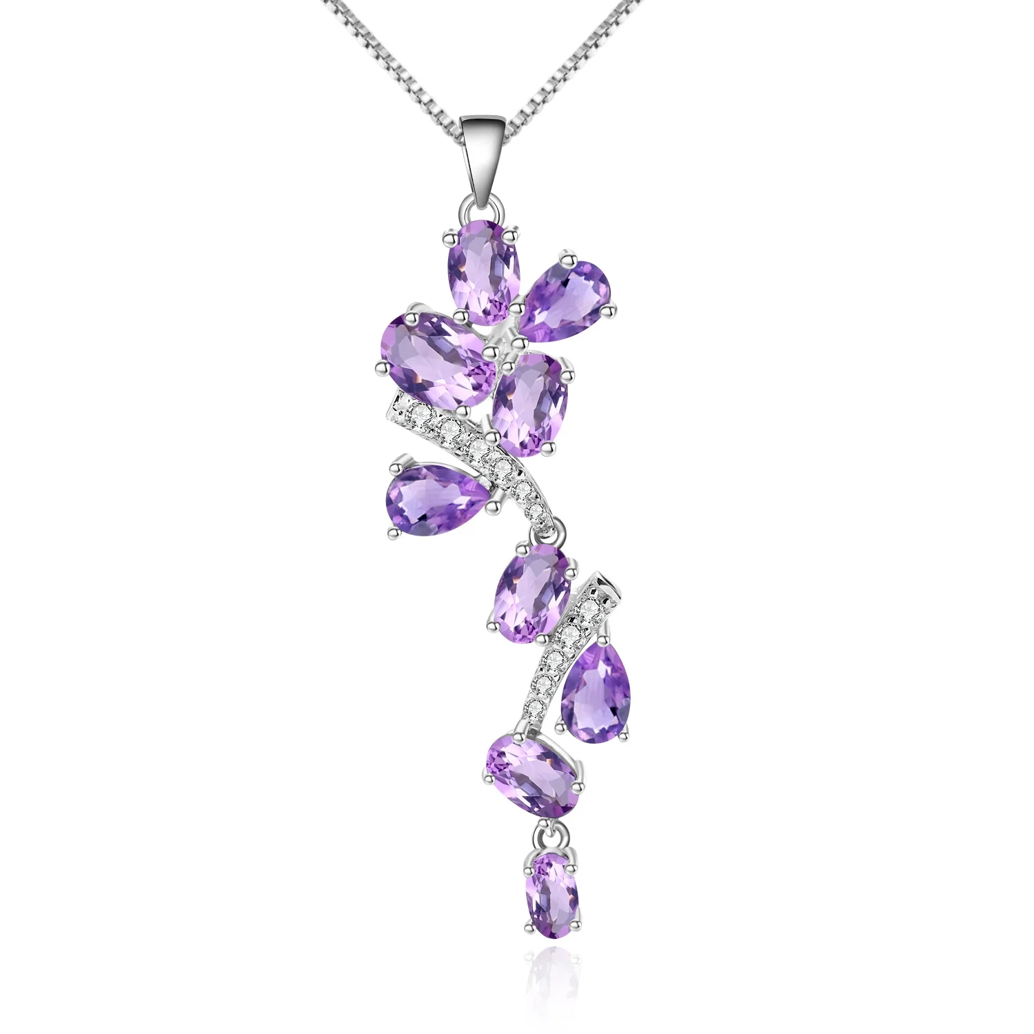 

Abiding Natural Amethyst Leaves Pendant 925 Sterling Sliver Necklace Pendant For Women Fine Jewelry