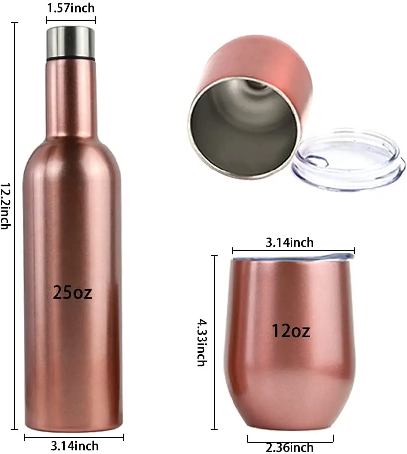 

12oz Wine set Insulated Vacuum Cup Wine Tumbler Set Double Wall Stainless Steel Wine Glass Tumbler with straws, Customized color