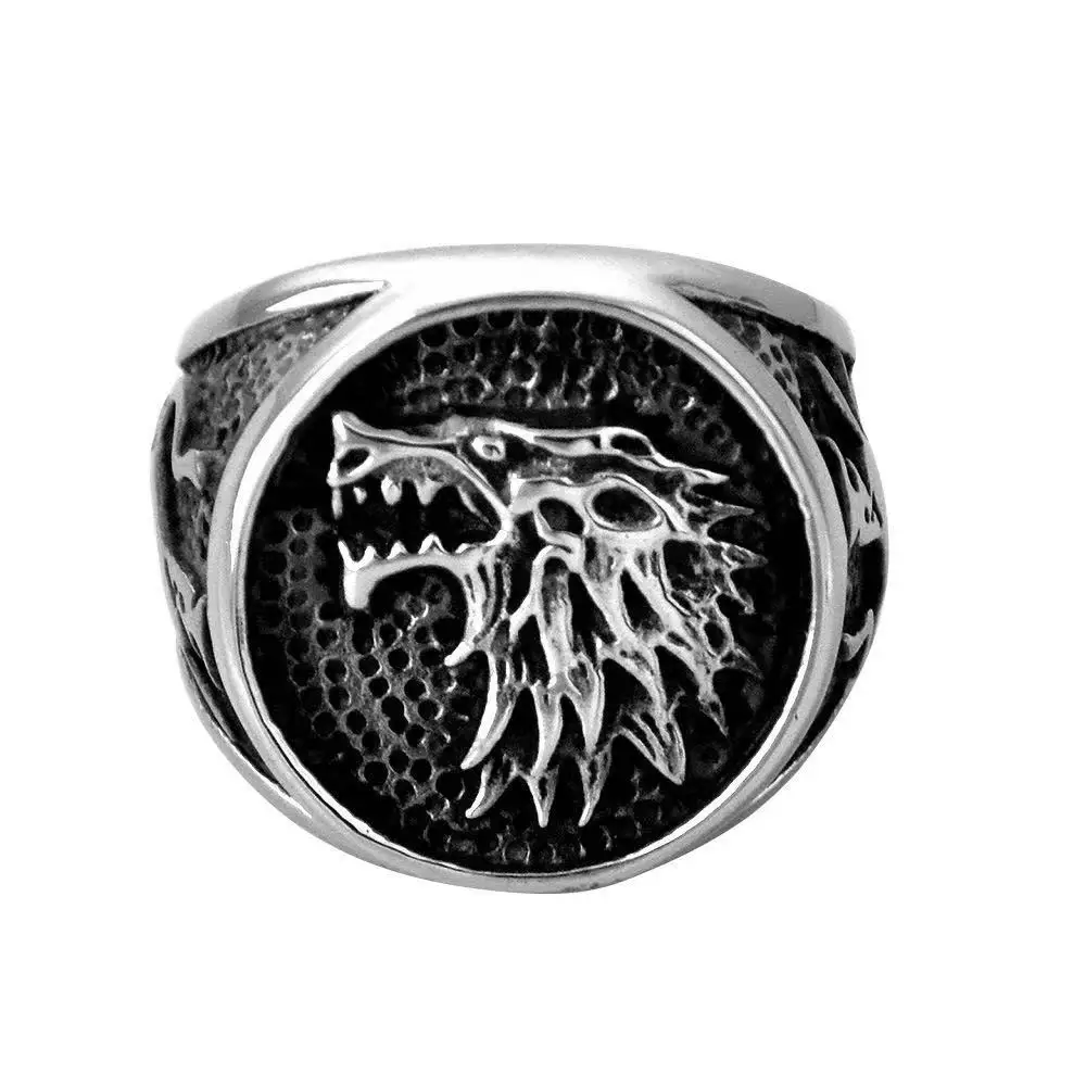 

Factory wholesale stainless steel jewelry retro wolf head men's ring