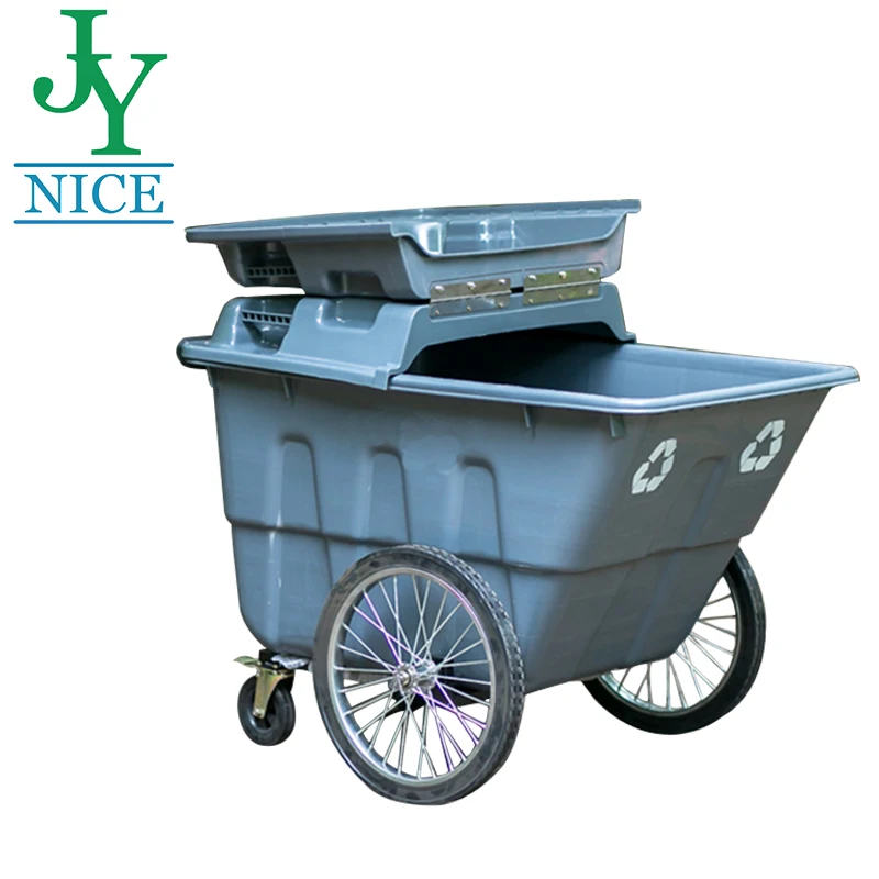 

outdoor plastic sanitation cleaning wheeled waste trolley bin waterproof street garbage truck 400L dustbin trolley