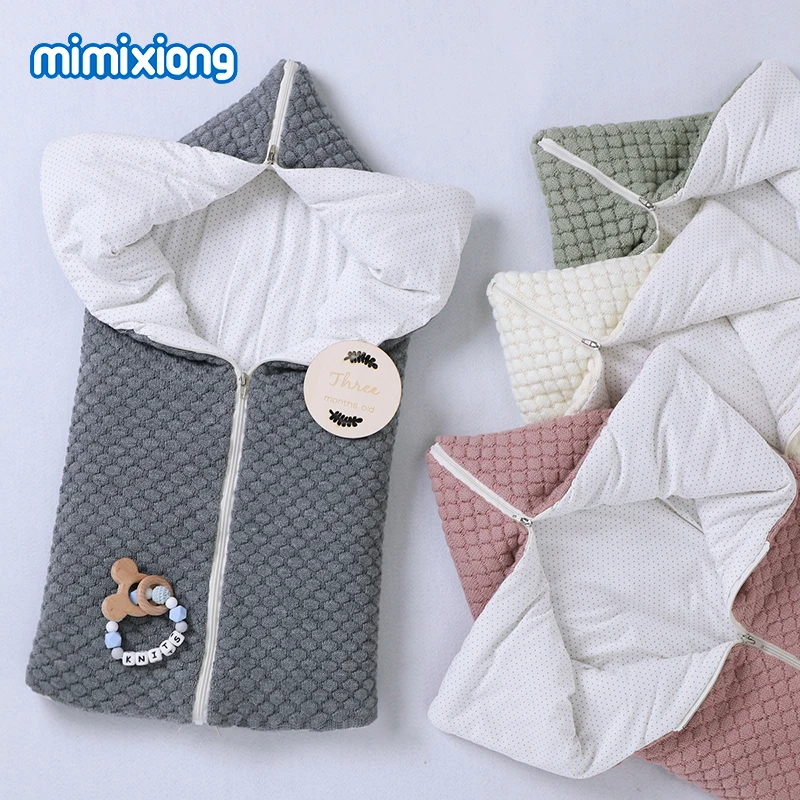 

Unique Design Newborn Infant Baby Zipped Sleeping Bags Soft Quilt Wrap Receiving Blankets with Zipper