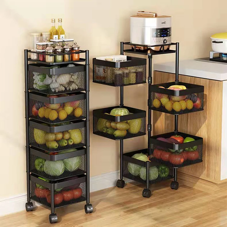 

Kitchen storage rotatable shelf 2/3/4/5 layers vegetable or fruit storage rack