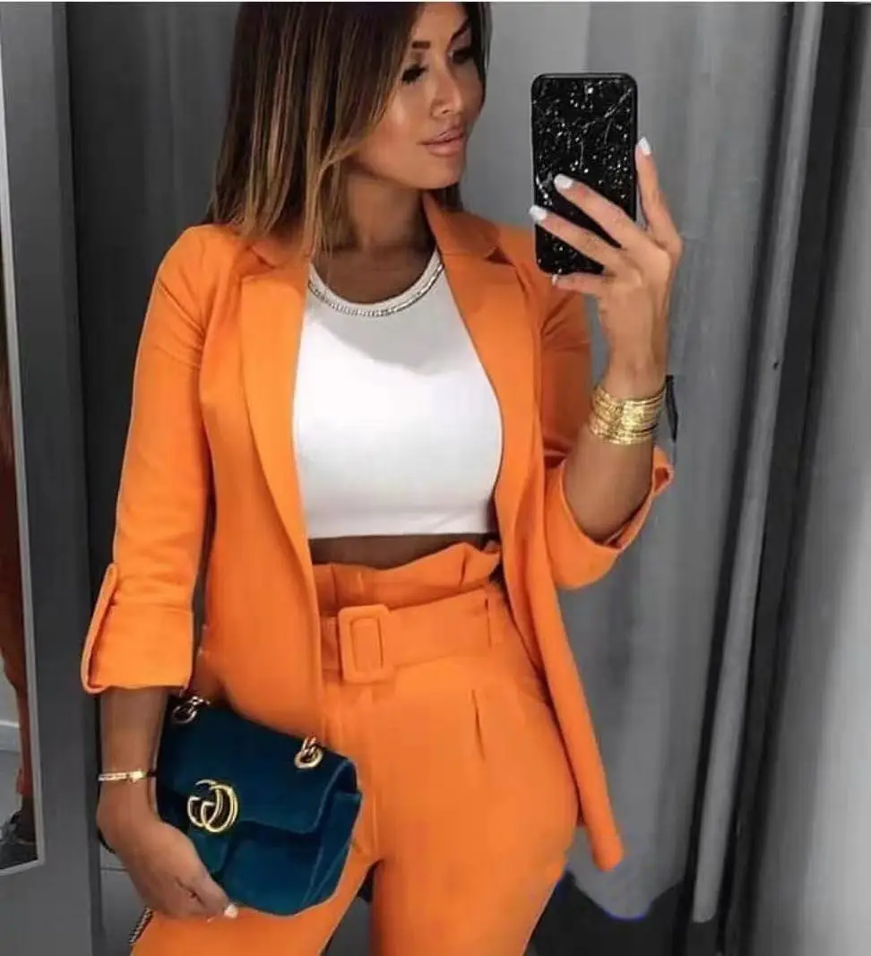 

2020 new arrival fashion business suit office ladies top quality fashion blazer, Orange red light blue or customized