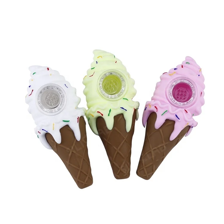

Food Grade Ice Cream Silicone Smoking Pipe for Smoking, Pink , green,white