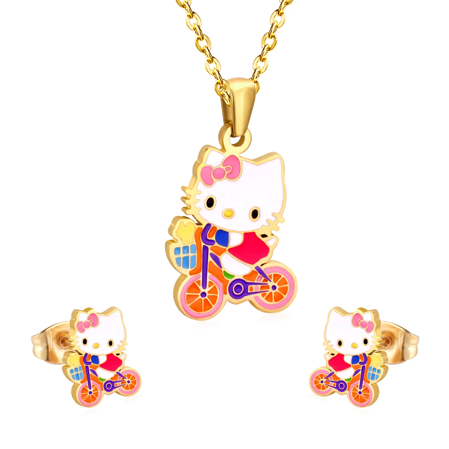 

Stainless Steel Kids Jewelry Sets Jewelry Fashion China 14k Gold Cartoon Kids Ladies Silver Women Wholesale Cute Gift