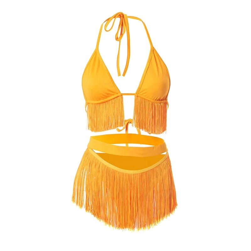 

New arrivel swimsuit 2 piece set inspired sexy thong tassel string women swimwear & beachwear extreme bikini, 3 colors