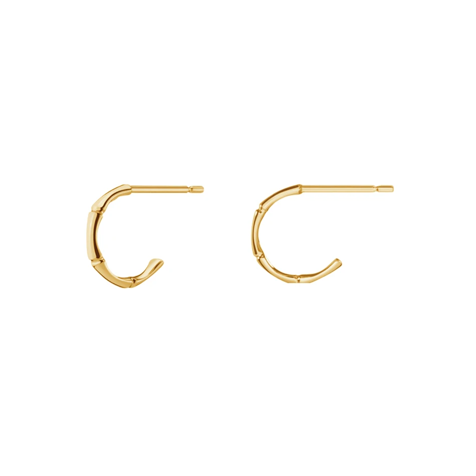 

women gold jewelry wholesale 925 sterling silver earrings 18k gold palted minimalist bamboo huggie hoop earrings