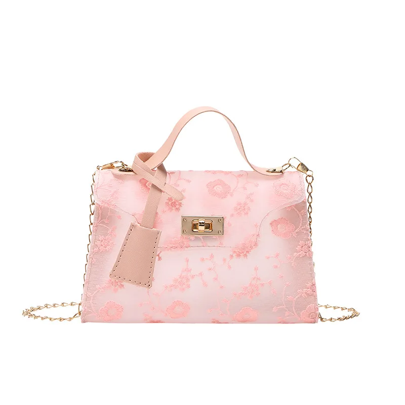 

Fashion Luxury Transparent PVC Jelly Purse Embroidery Clear Ladies Single Shoulder Bag Crossbody Party Clutch Handbags For Women, 5 colors available