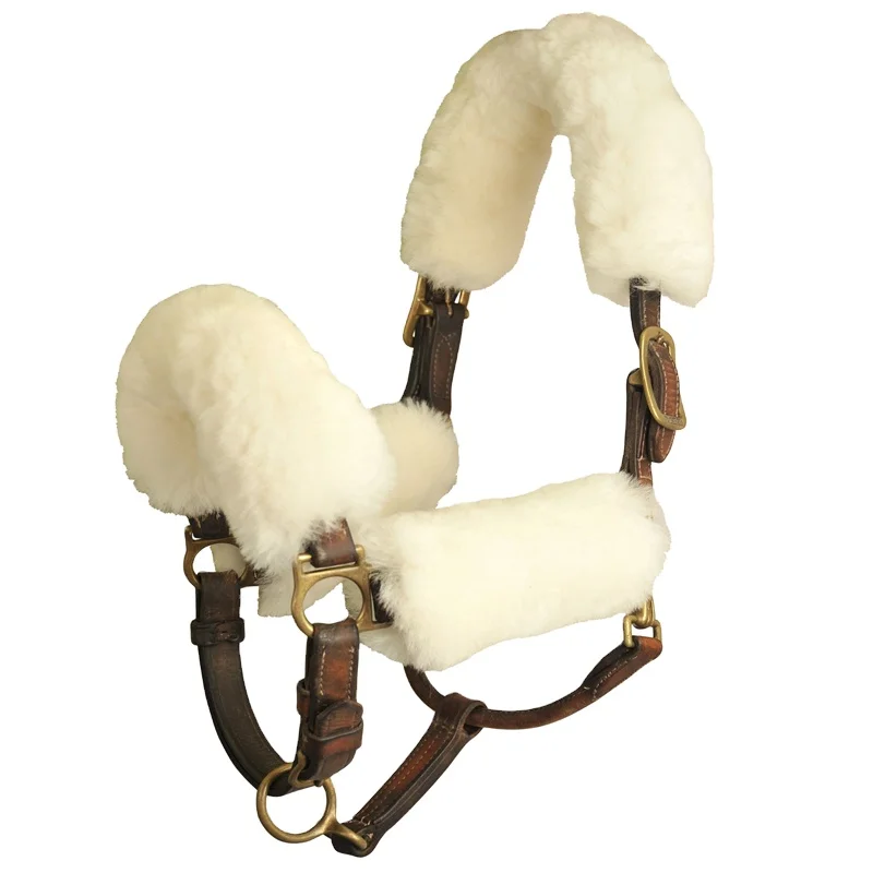 

High Quality Leather Horse Headcollar With Removable Sheepskin, Brown