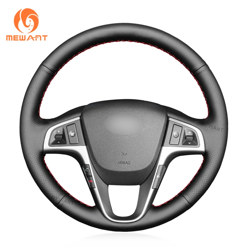 

Hand Stitching Faux Leather Steering Wheel Cover for Hyundai Solaris Verna i20 2009 2010 2011 2012 2013 2014 2015