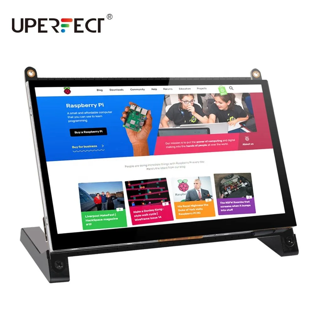 

UPERFECT 7 Inch Raspberry Pi Touch Screen with Dual Speakers 1024X600 Portable Capacitive IPS Display