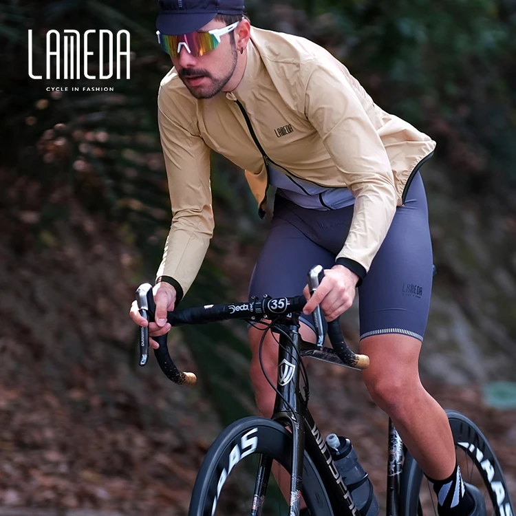 

LAMEDA Autumn Spring Windproof Long Sleeve Jersey Men Clothes Cycling Wear, Khaki
