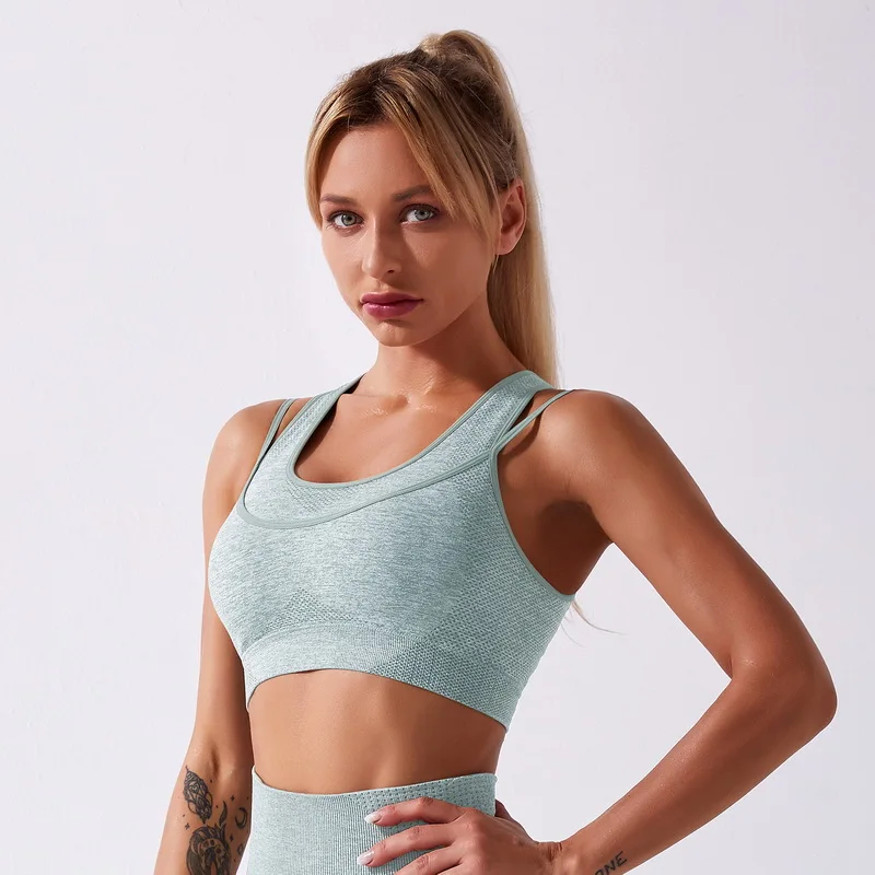 

Fitness Bra Gym Fashion Clothing Women Sport Crop Top Sweater Workout Breathable Sleeveless Camisole, As picture