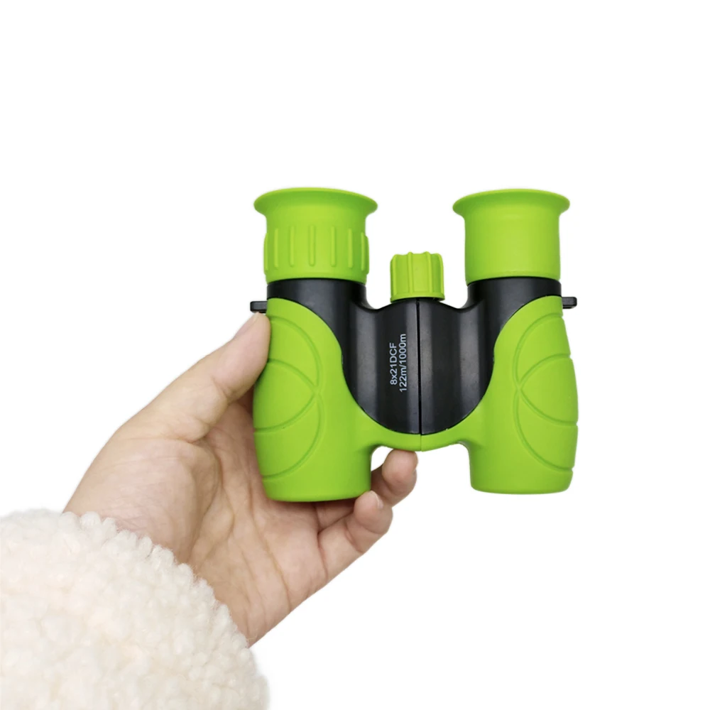 

2022 Food-Grade Material 8x21 Kids Binoculars Green for Compact Shockproof Telescopio Children Telescope